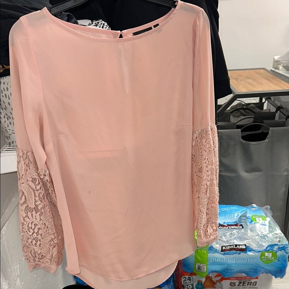 Apt. 9 Pink Embellished Long Sleeve Blouse - size small